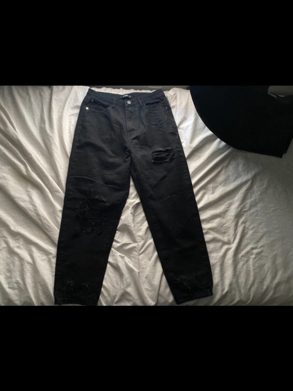 Missguided Black Distressed Skinny Jeans